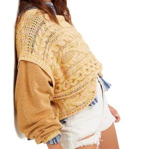 $168 NWT Free People Honey Cable Pullover